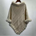 Fur Collar Oversized Knit Pullover Shawl Cloak