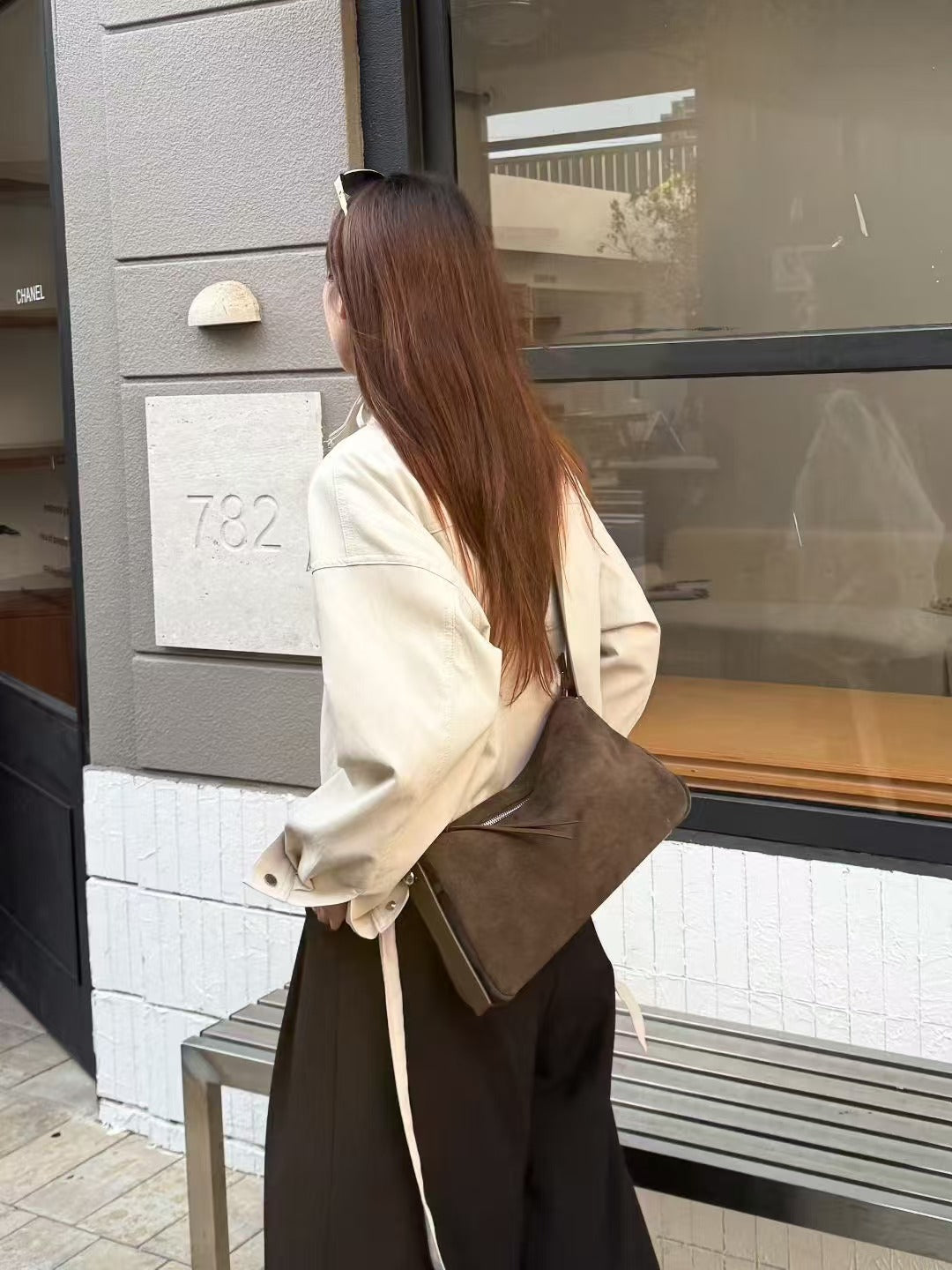 Genuine Leather Pillow Bag Frosted Cowhide Shoulder Bag