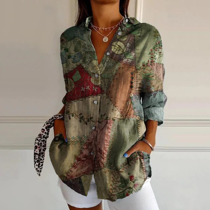 New Women's Long Sleeved Shirt For Summer Fashion, 3D Printed Shirt With Floral Pattern