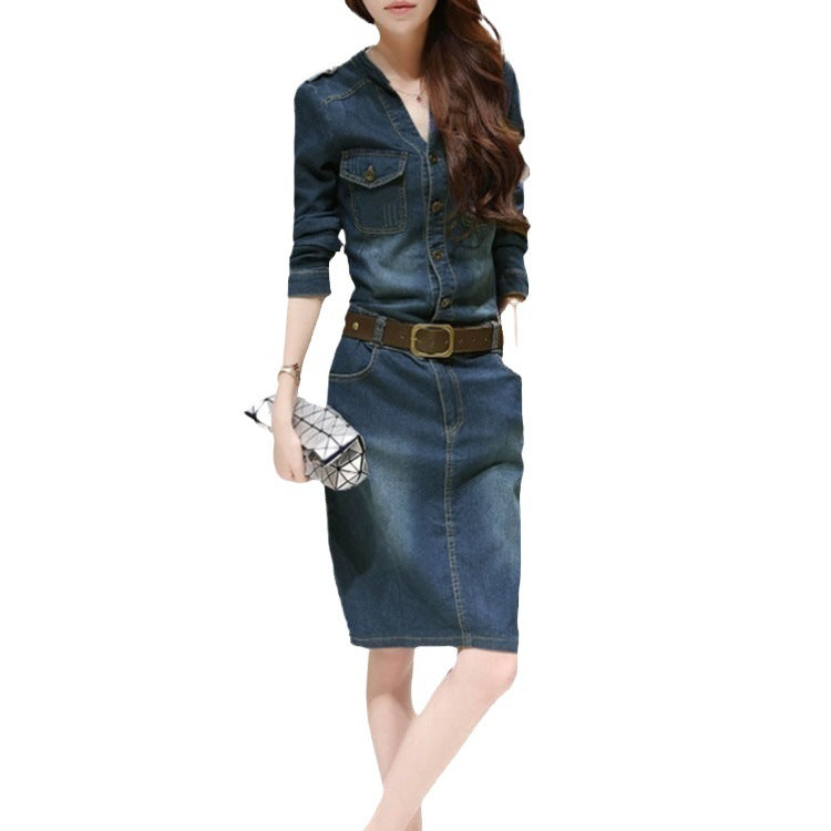 New Denim Dress Thats Slimming Figure-hugging And Skims The Hips