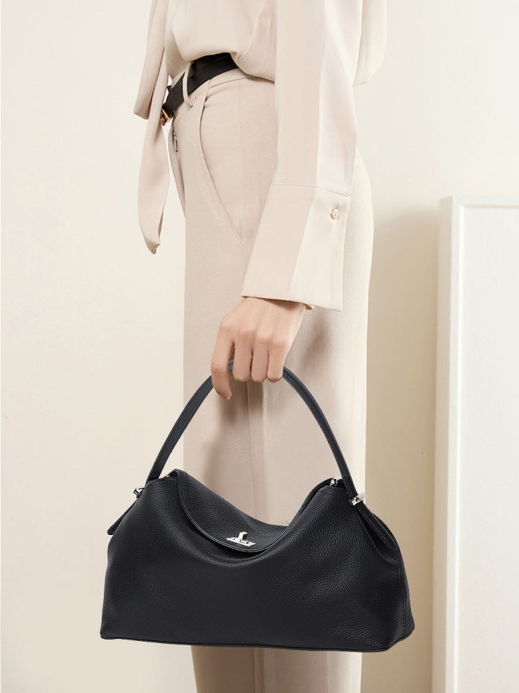 Stylish Niche Leather Tote Bag For Office Ladies