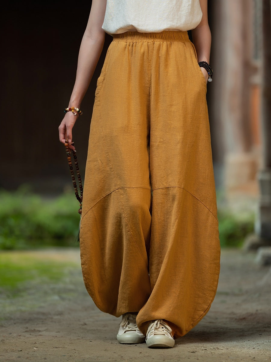 Artistic Retro Cotton And Linen Women's Distressed Loose Casual Pants