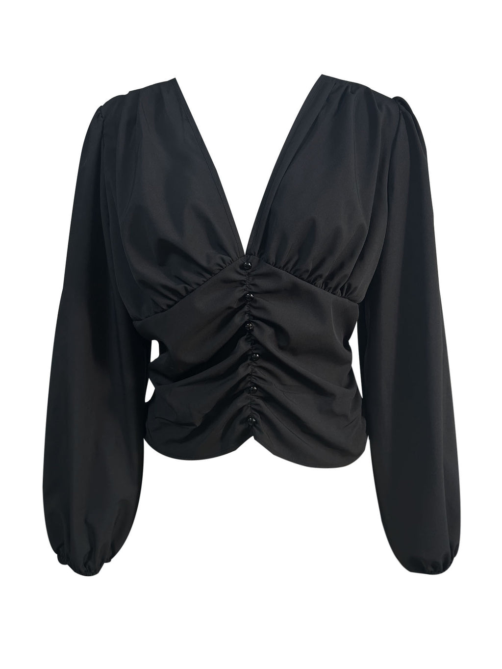 Spring New Arrival Solid-Color Sexy V-Neck Waist-Cinching Top