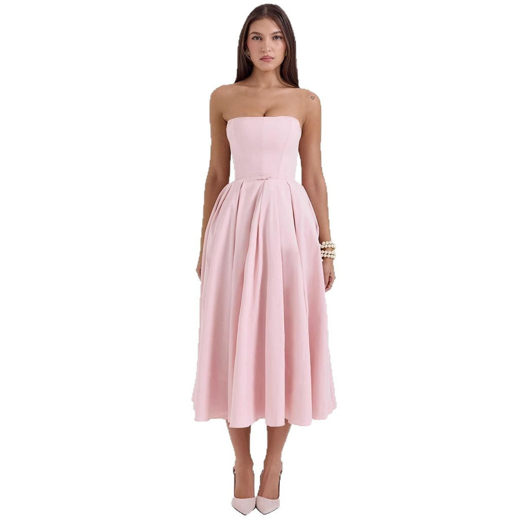 Summer Outfit High-end Fishbone Bustier Pure Desire Style Hot Girl Bodycon Backless Midi Dress