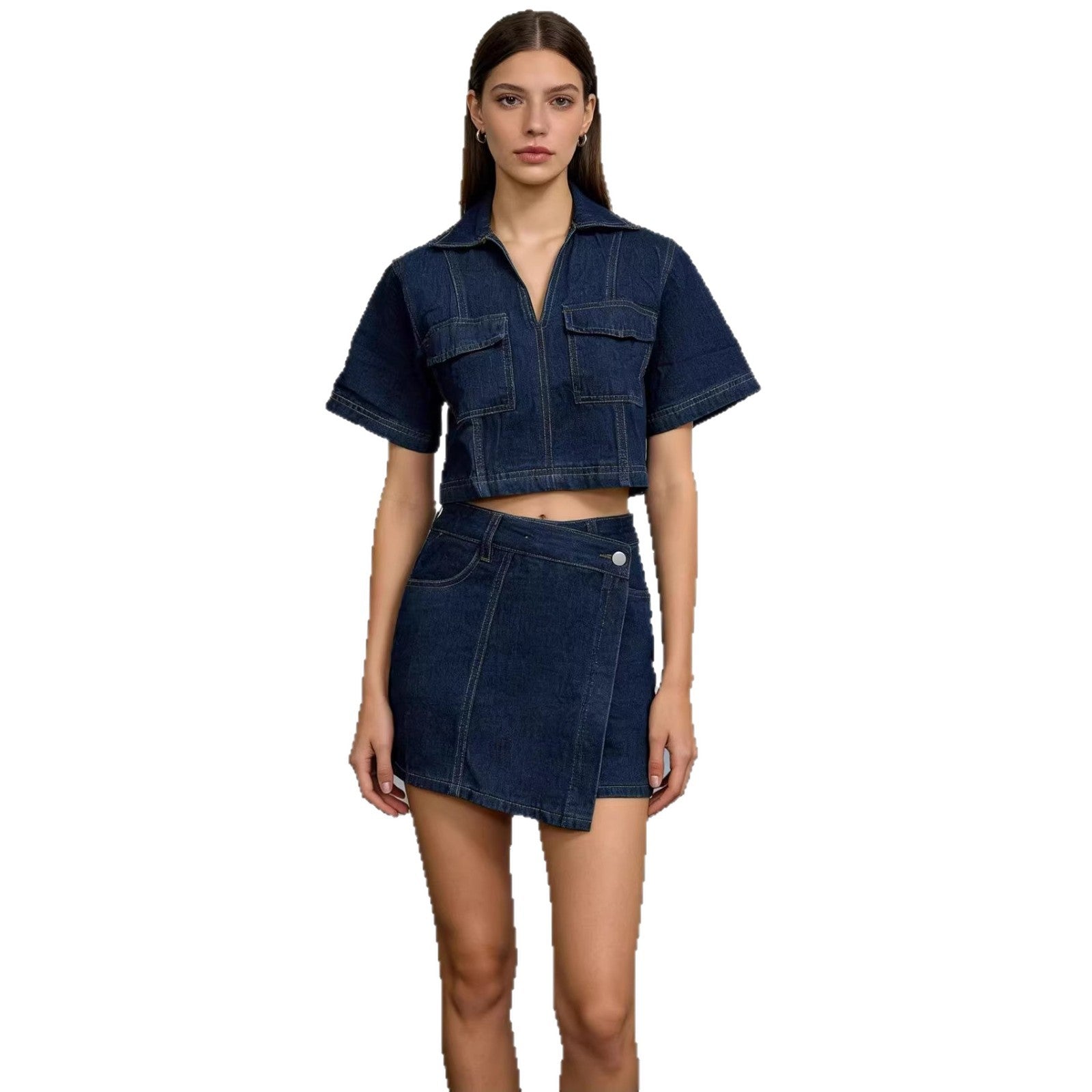 Top And Spicy Skirt With A High Asymmetrical Waist