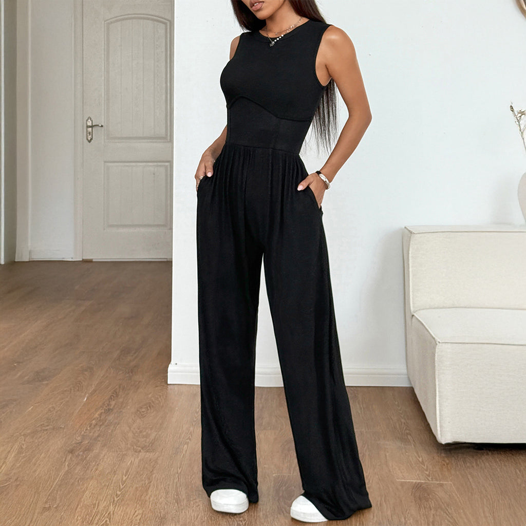 Y2g Hot Girl Style Waist-tied Solid Color Jumpsuit Women's Clothing