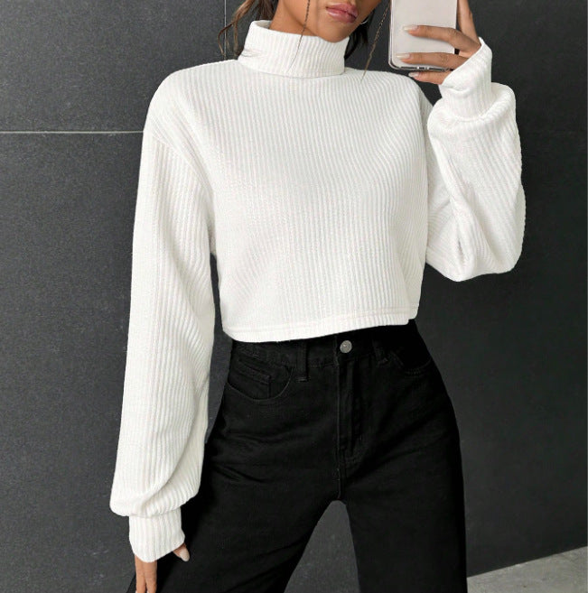 Stylish Casual Long-sleeve Solid-color Stand-up Collar