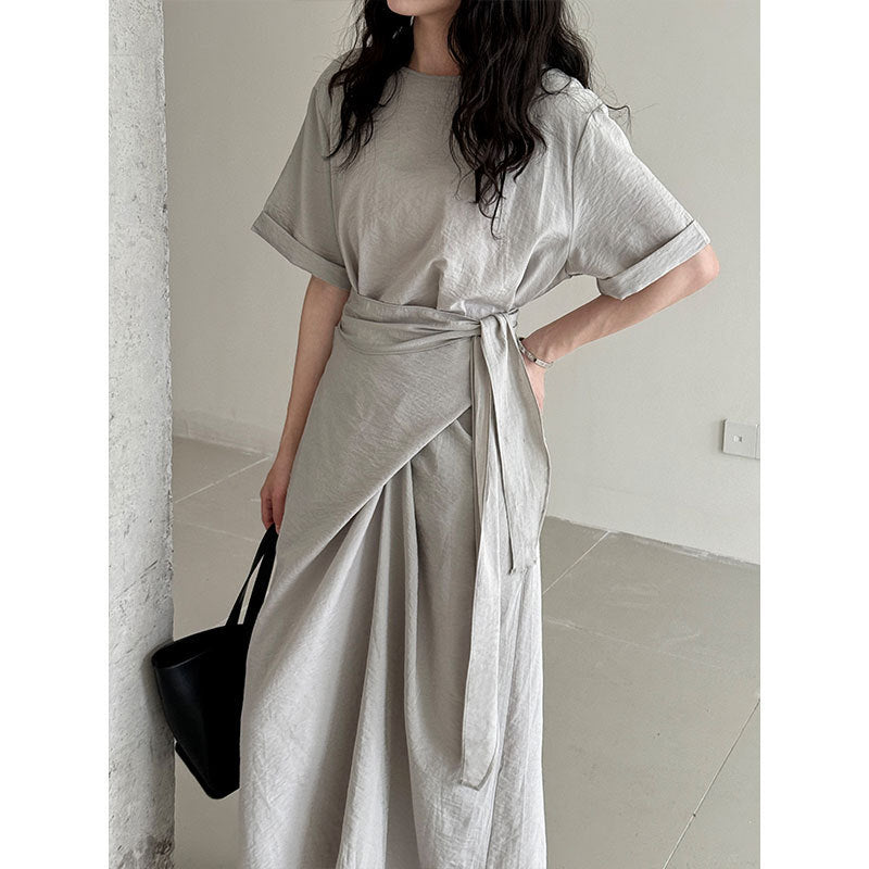 Special-interest Design Cross Strap Short Sleeve Dress