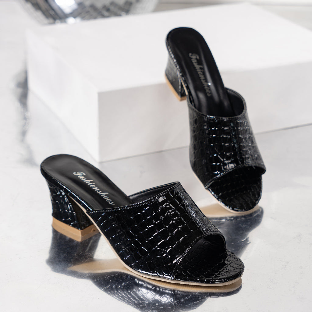 Womens Stylish Open-toe Snake-print High-heel Slide Sandals For Outdoor Wear