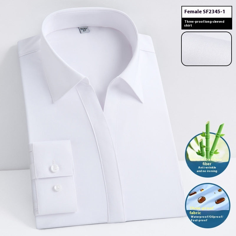 Ladies' Short Sleeved Waterproof, Oil Resistant And Stain Resistant Bamboo Fiber