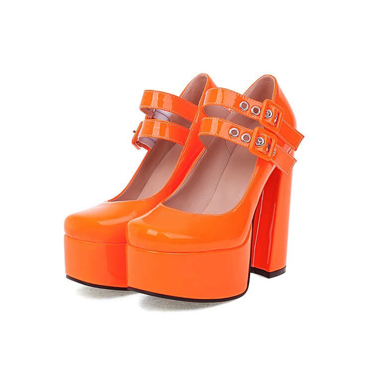 Womens Round-toe Solid-color High Heels