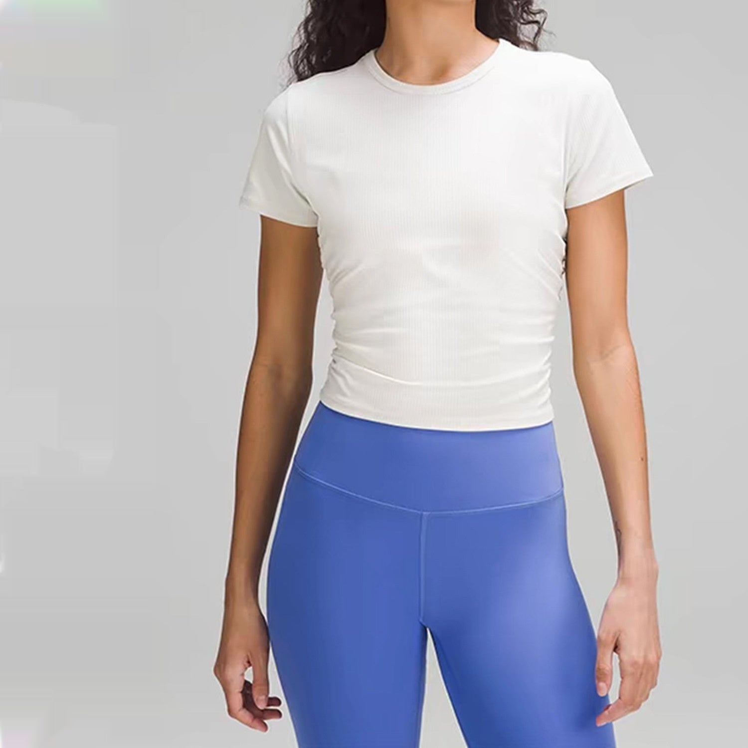 Round Neck Short Sleeve High Elastic Thread Short Sleeve Yoga Jacket Women