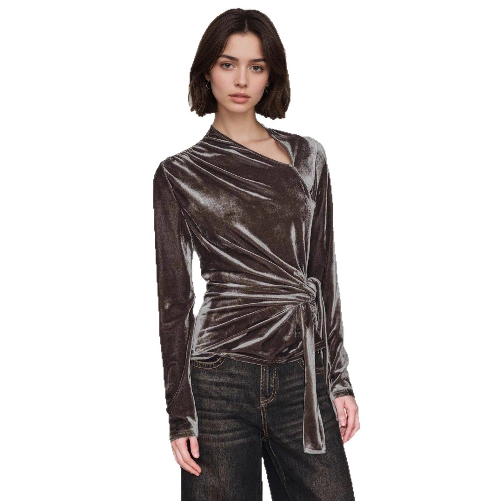 Half-open-collar Long-sleeve Base Shirt A Slim