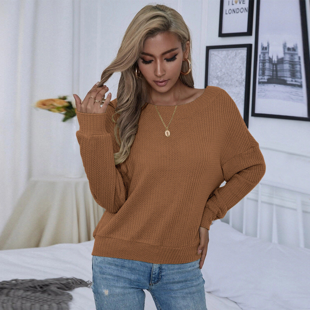 Women's Loose Casual Sexy Backless Long Sleeve Pullover