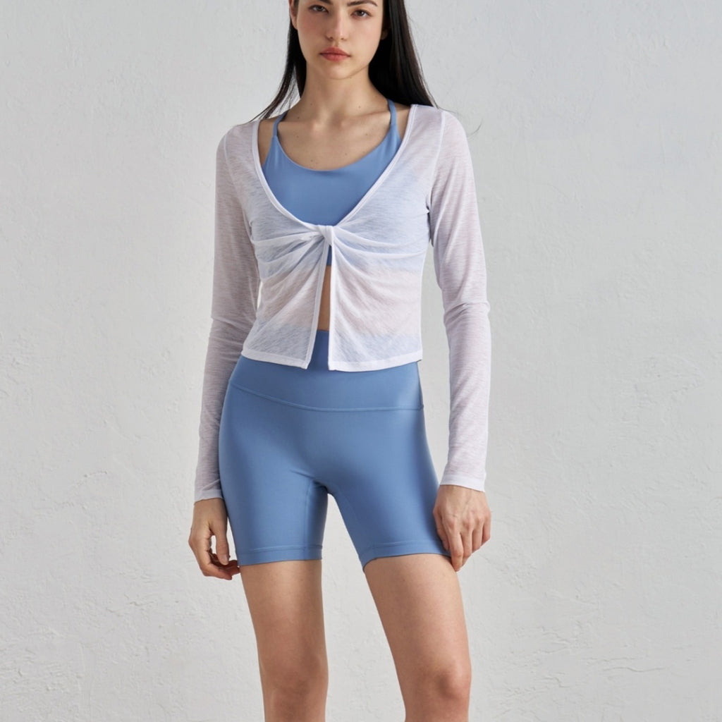Bunchy Yarn Nude Feel Yoga Clothes Women's Twisted Layered Design Sports Long Sleeve