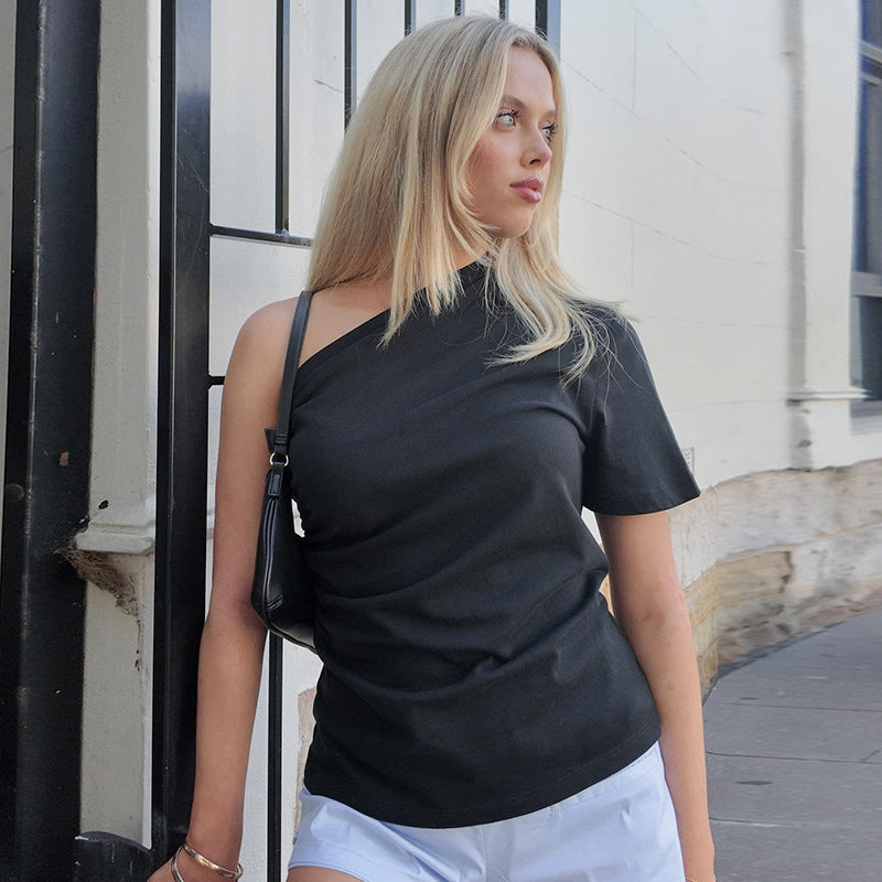 European And American Solid Color Shoulder Bag Casual Vest T-shirt