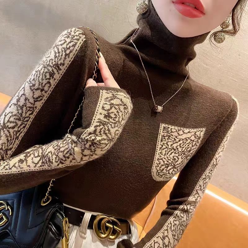 Womens High End Color-block Knit Top