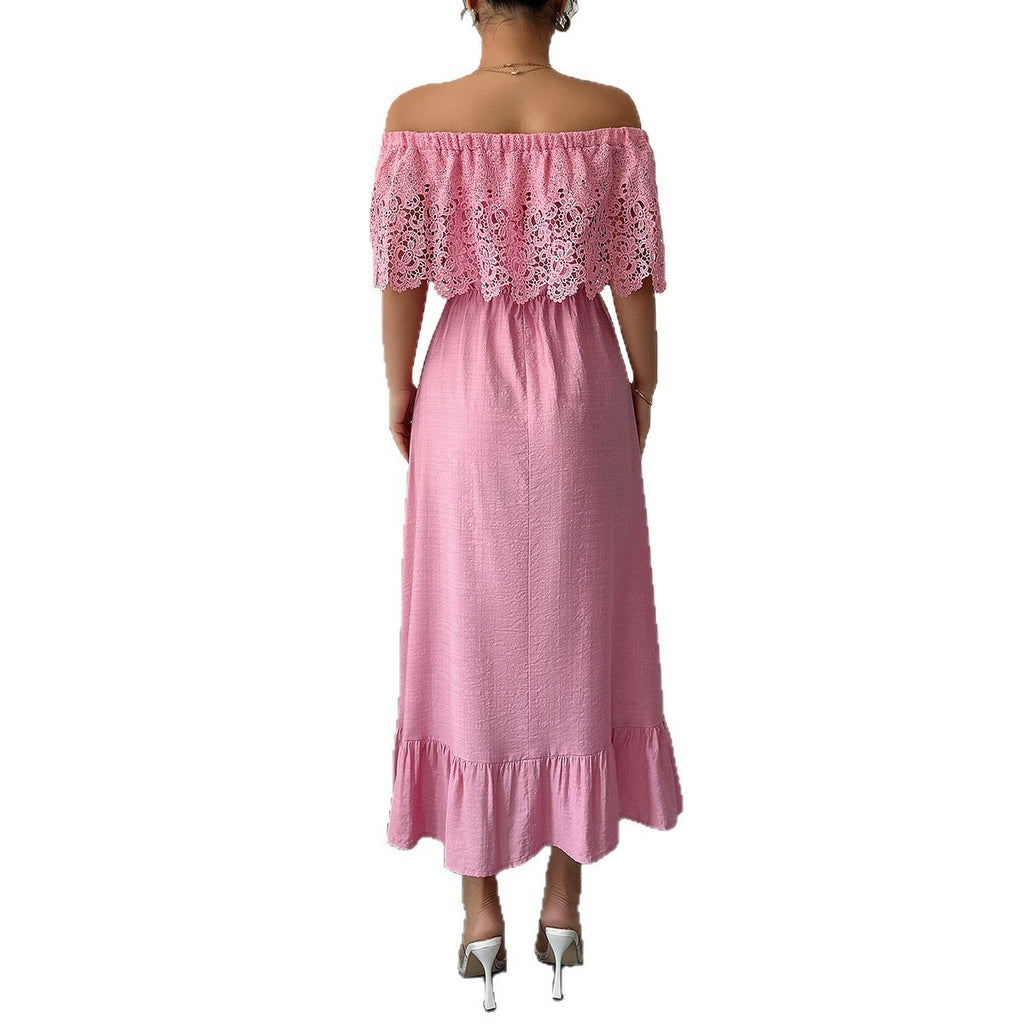 European And American Elegant Style Off-shoulder A- Line Dress