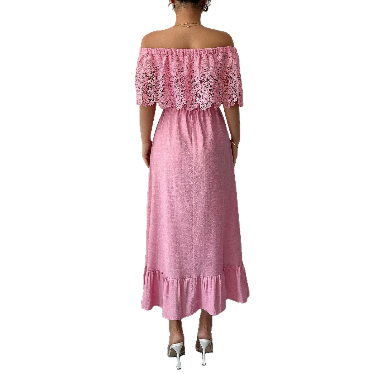European And American Elegant Style Off-shoulder A- Line Dress