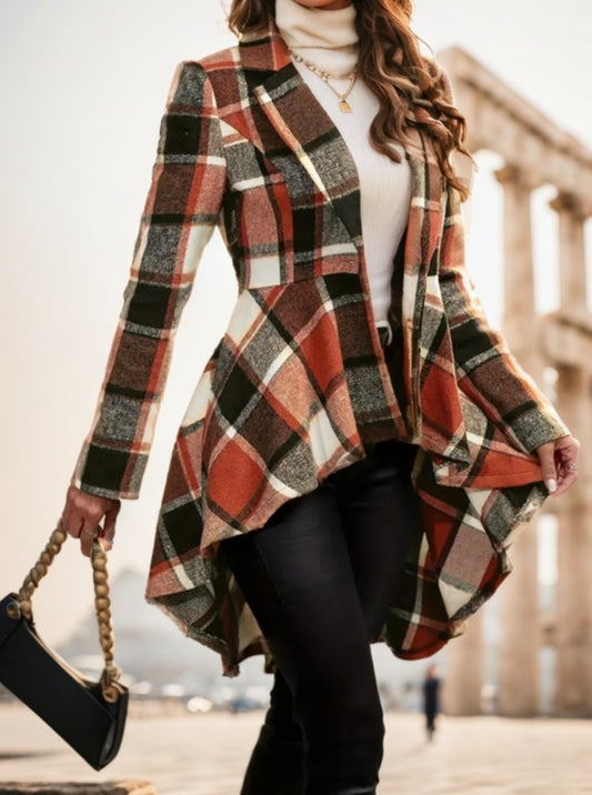 Women's Plaid Pattern Button Front Jacket