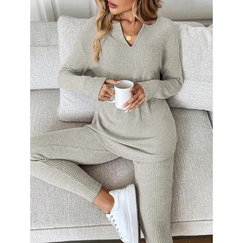 Women's Solid Color Casual Thermal Underwear Set