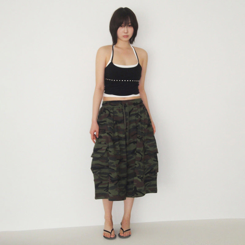 Women's Street Contrast Colors False-two-piece Halter Backless Short Vest