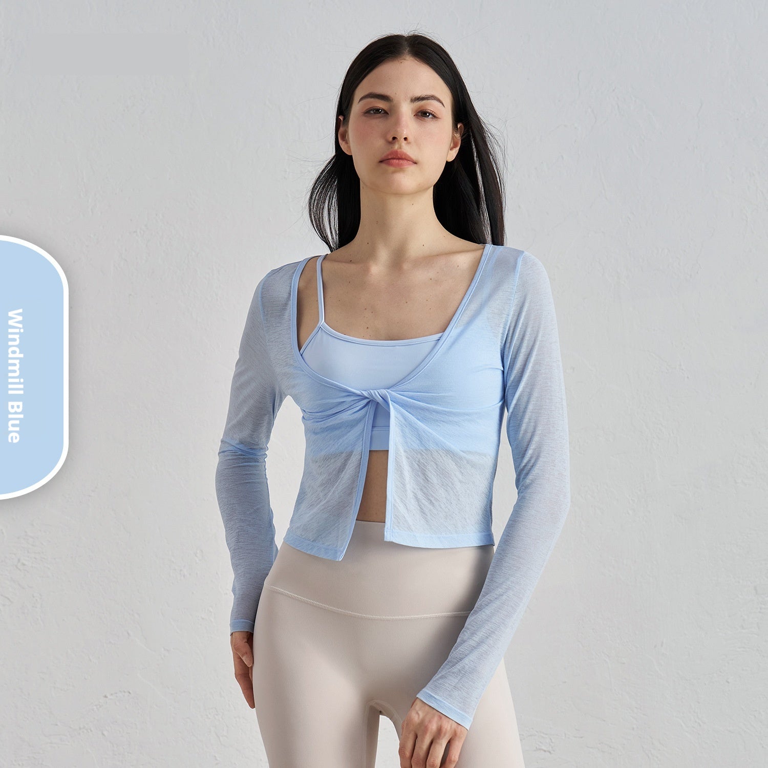 Bunchy Yarn Nude Feel Yoga Clothes Women's Twisted Layered Design Sports Long Sleeve