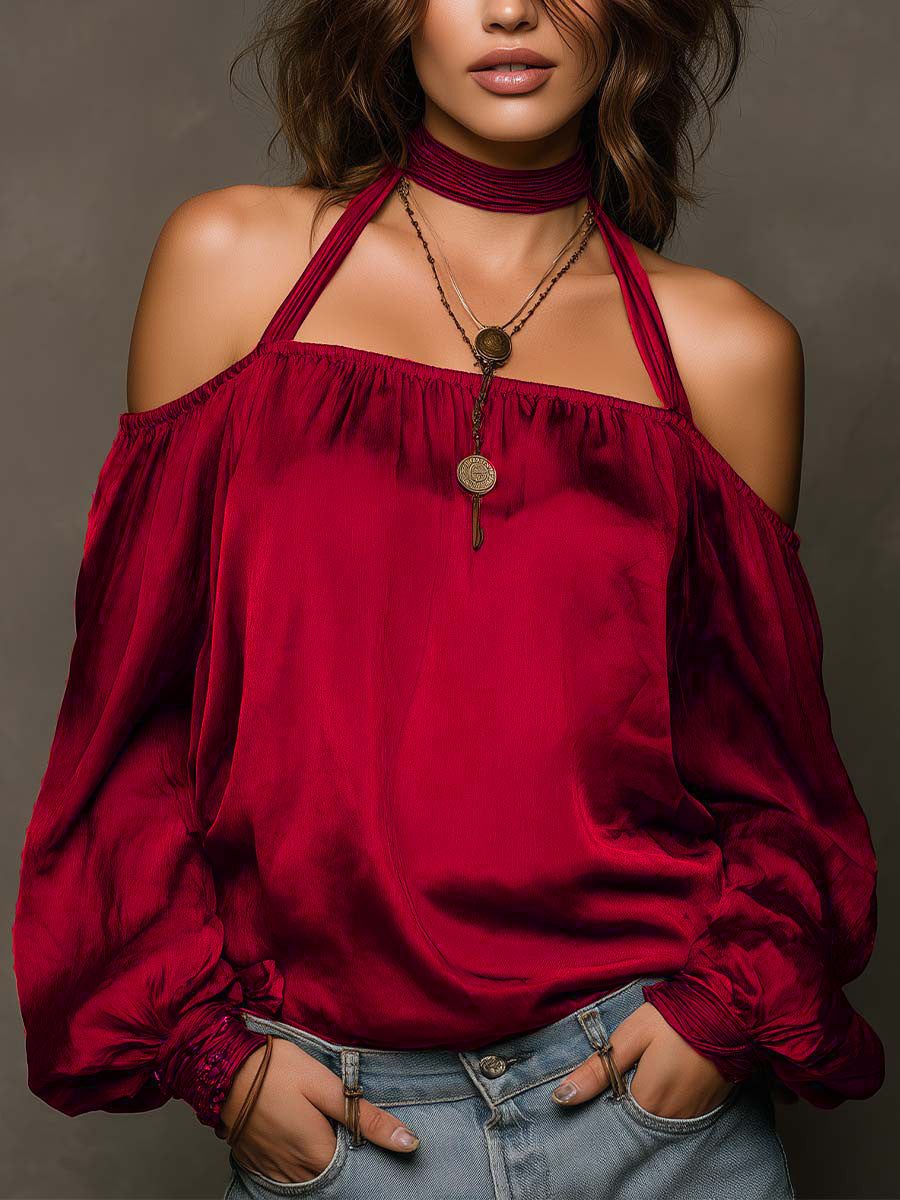 Stylish Casual Off-shoulder Satin Top
