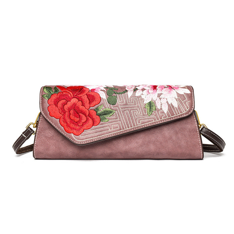 Chinese-style Shoulder Bag With A Rich Opulent Floral Design