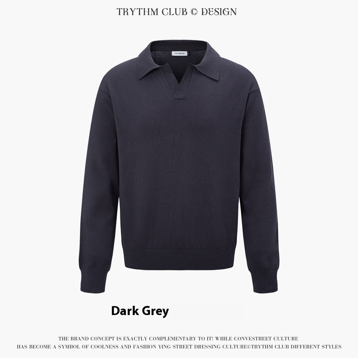 Autumn And Winter Men And Women Wear Boutique Lapel Long Sleeve Half Open Polo Shirt
