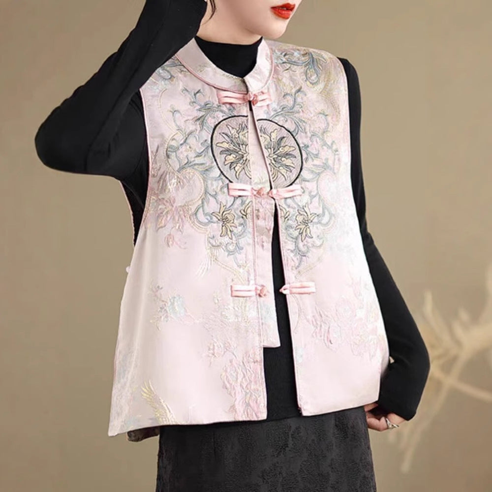New Chinese Jacquard Embroidery Vest Coat