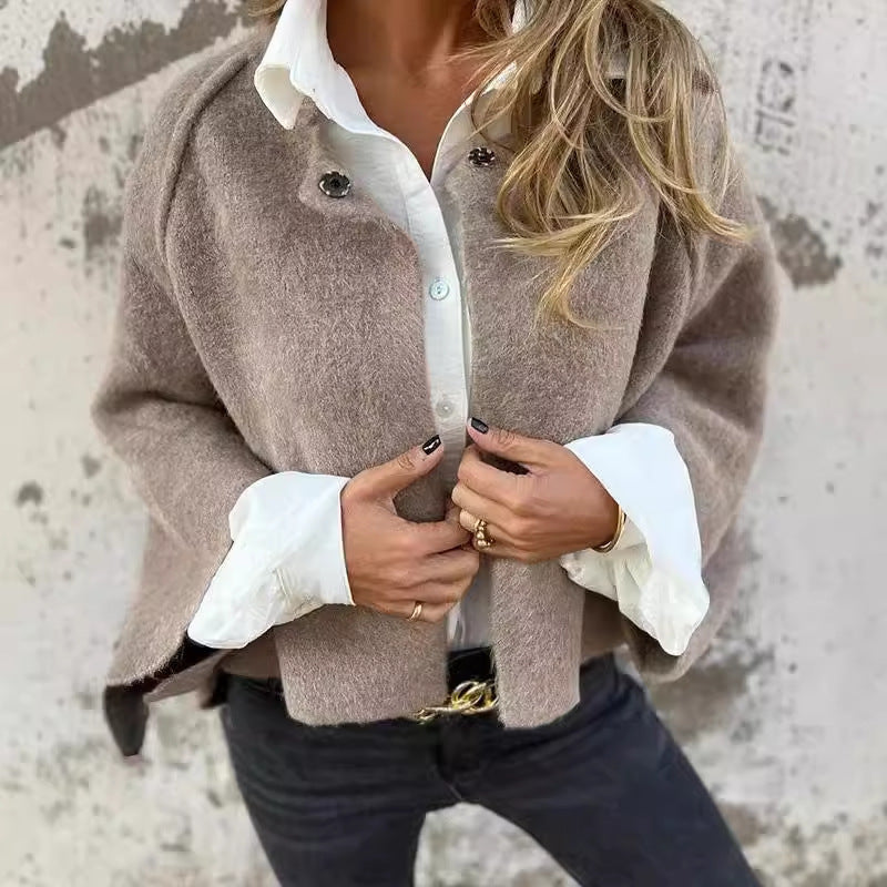Lady's Bat-sleeve Cardigan Short Cashmere Coat