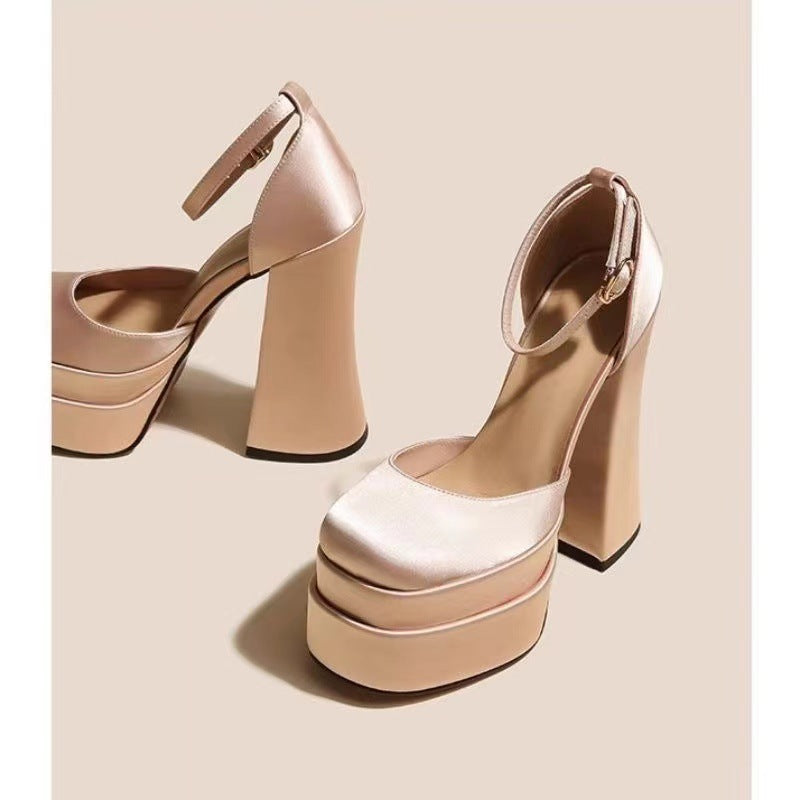 Summer autumn Chunky-heel Platform Ultra-high Heel Shoes For Petite Women