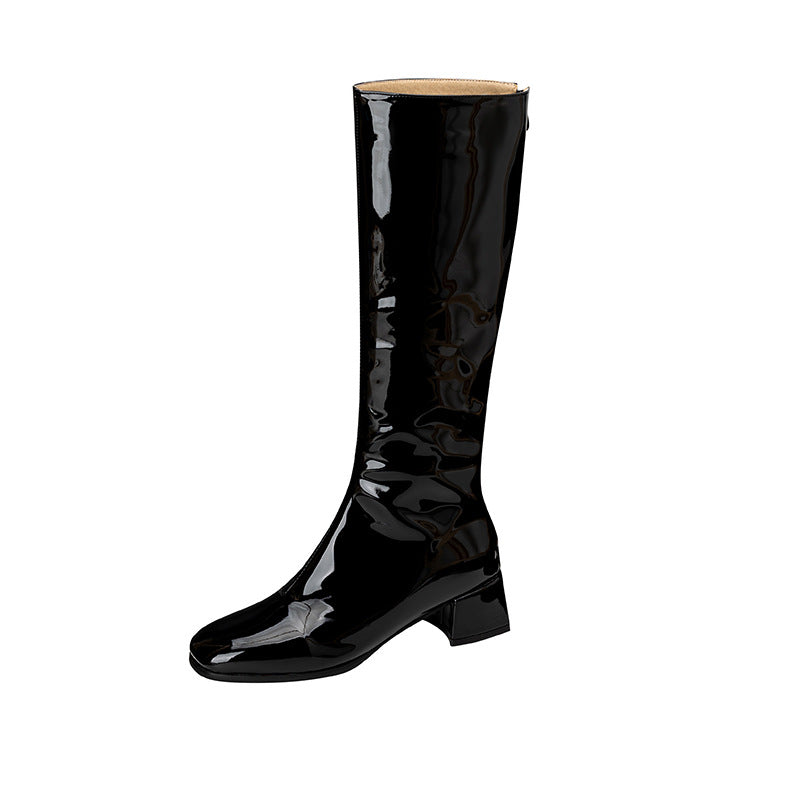 Womens Stylish Chunky-heeled Square-toe Over-the-knee Boots