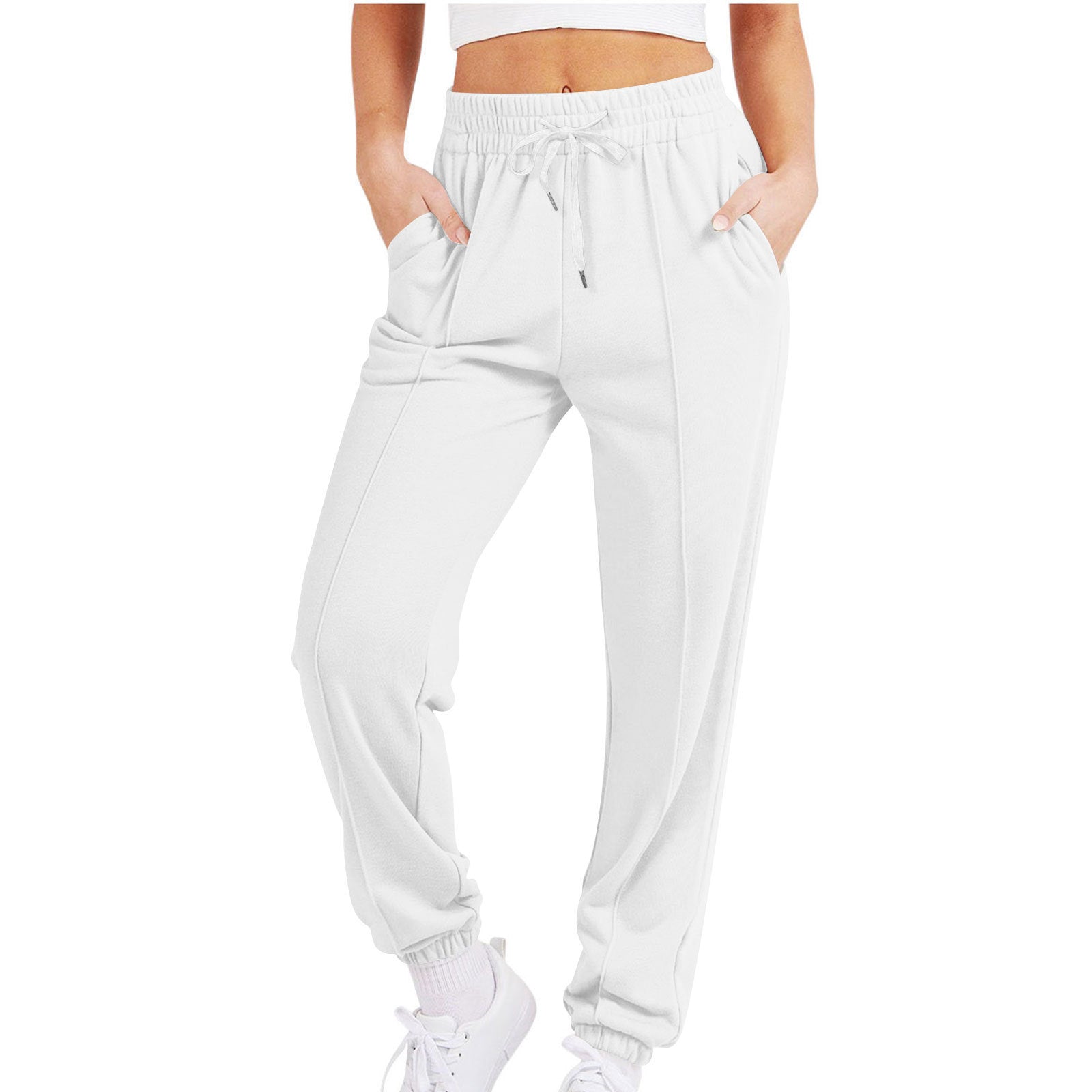 Women's Casual Drawstring Solid Color Sports Jogger Pants