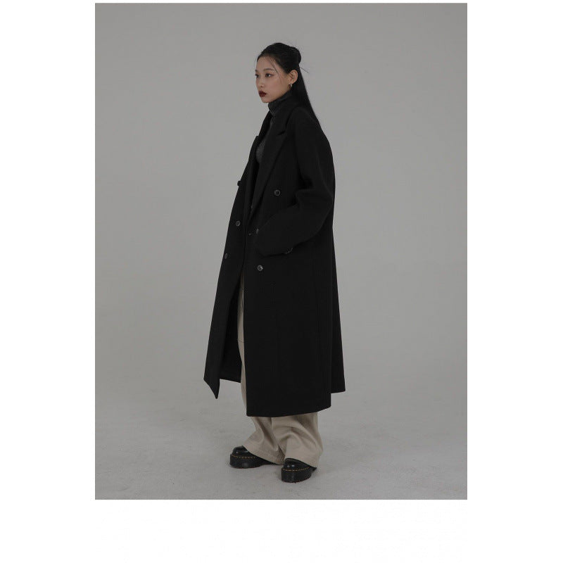 Korean-style Hepburn-inspired Long Coat Relaxed-fit Suit-style Oversized Wool Coat Versatile And Easy To Style