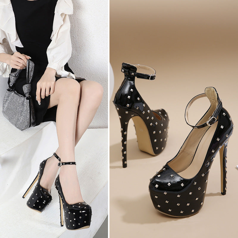 Studded High-heeled Pumps