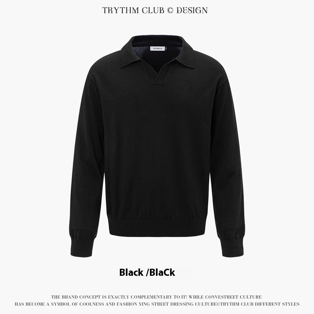 Autumn And Winter Men And Women Wear Boutique Lapel Long Sleeve Half Open Polo Shirt