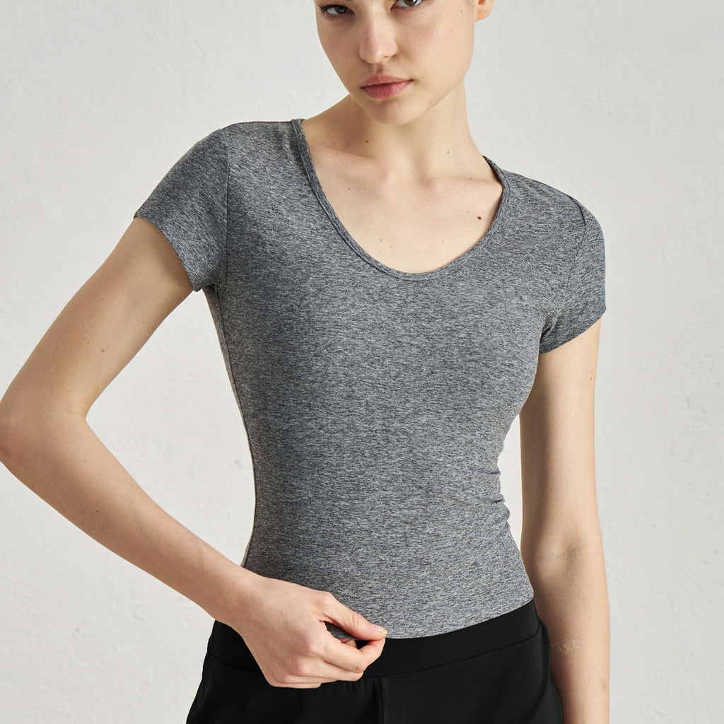 Short Sleeve Skin-friendly Nude Feel Casual Yoga Clothes High-grade Waist-tight