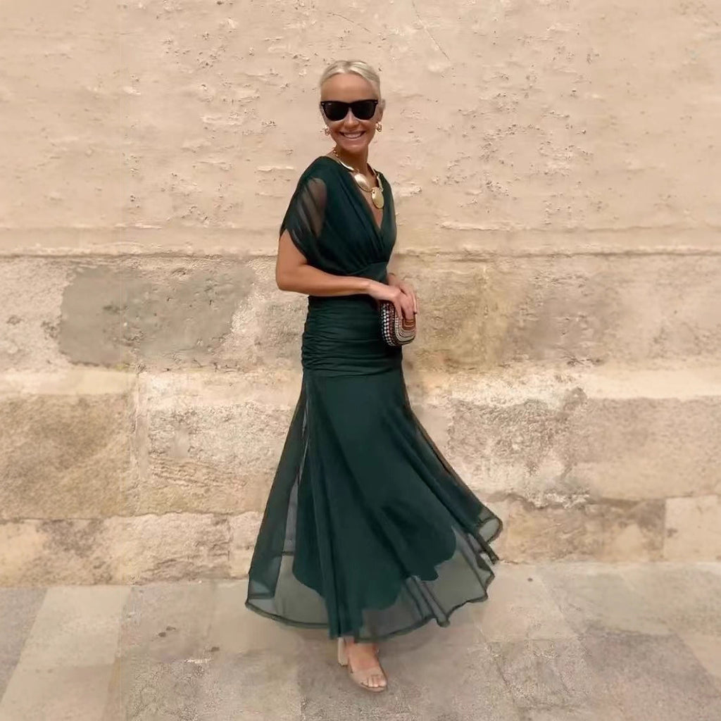 European And American Spring Summer Mesh Printed Camisole Dress