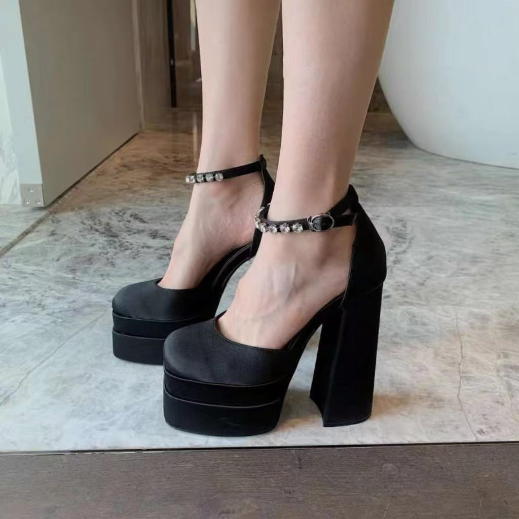 Summer autumn Chunky-heel Platform Ultra-high Heel Shoes For Petite Women