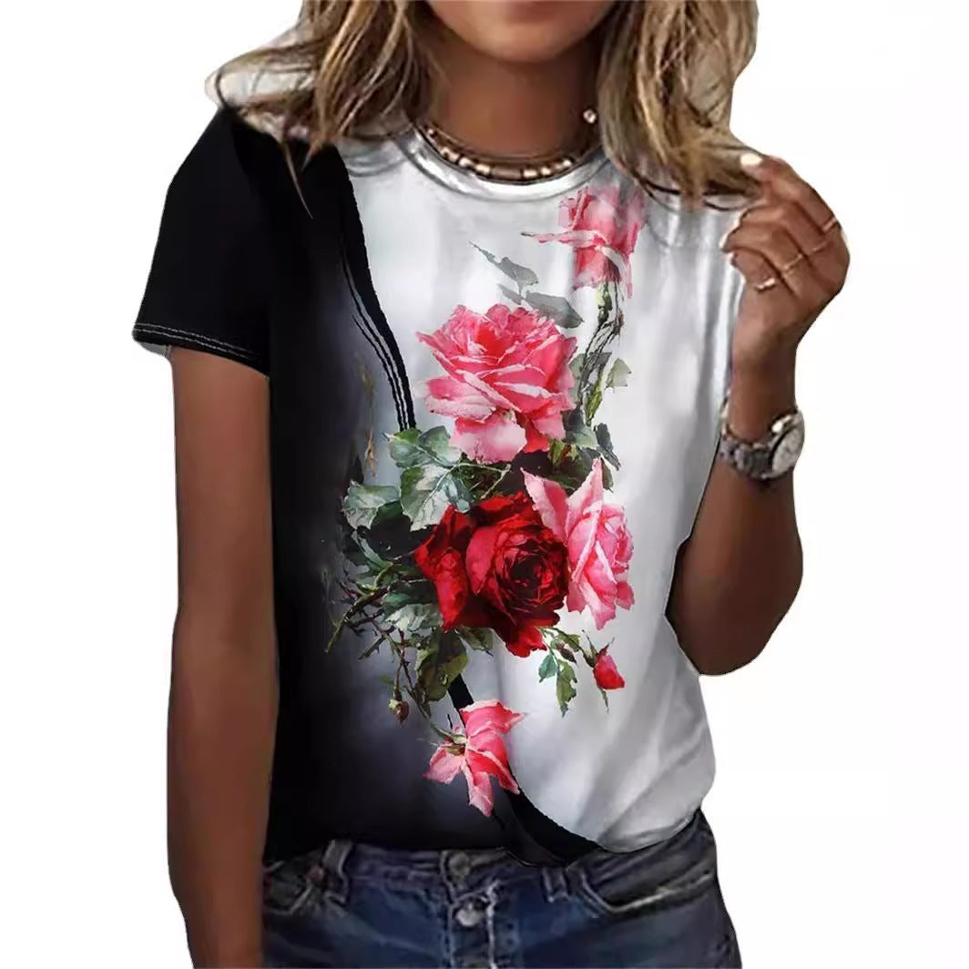 Women's Casual Pattern Digital Printed T-shirt