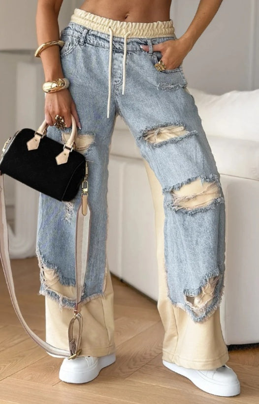 Personality Ripped Washed Loose Skinny Jeans