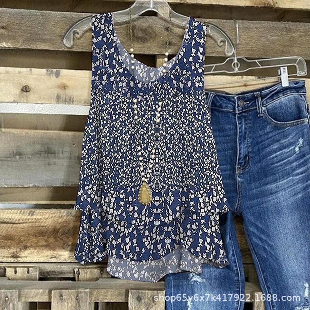 Women's New Printed Loose Casual Top Camisole