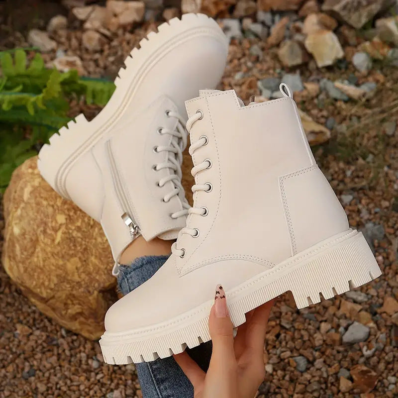 Versatile Motorcycle-style Ankle Boots With A Thick Sole