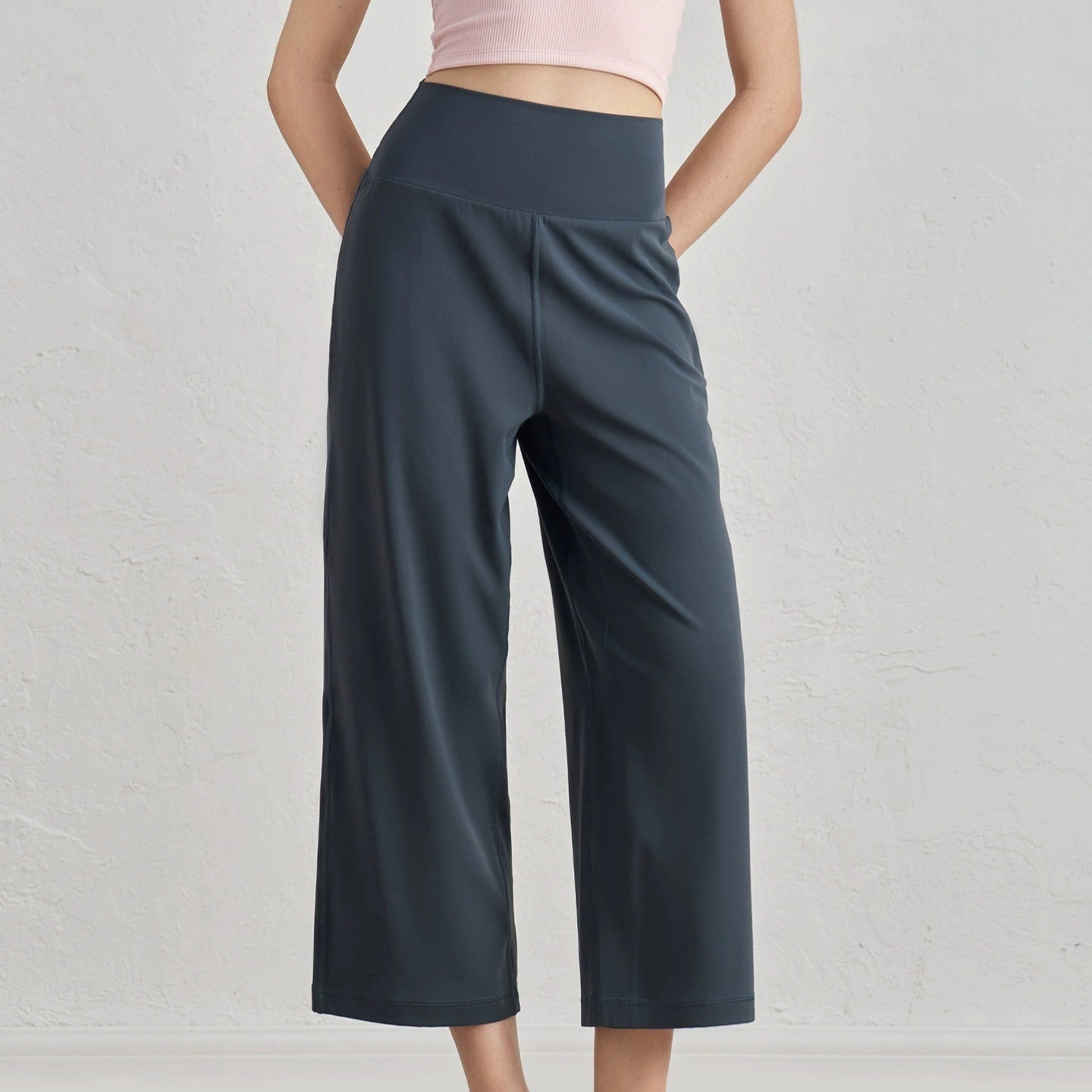 Nude Feel High Waist Wide Leg Mid-length Yoga Pants New Loose Slimming Draping Effect
