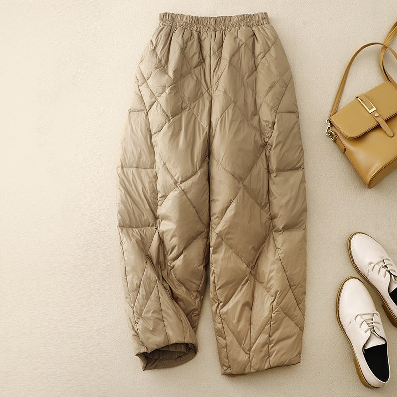 Outer High-end Loose Quilted High Waist Pants