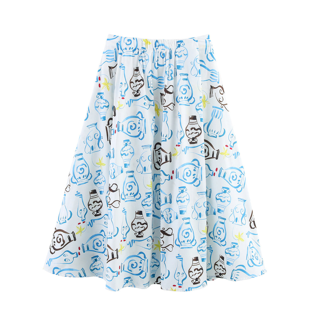 Design Sense European And American Style Flower Printing Midi Dress