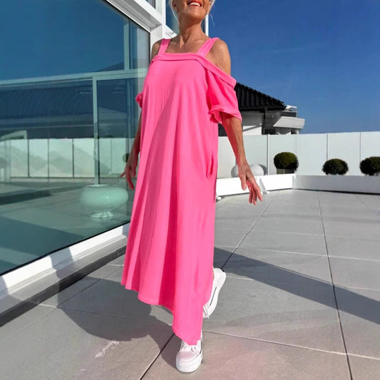 Women's Suspenders Loose Long Dress Cotton