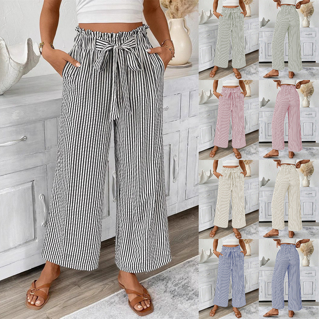 Women's Striped Elegant Straight-leg Pants